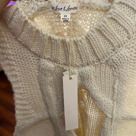 For Love & Lemons Keke Cable Knit Sweater Tank Top Womens Plus Size 2X Cream NWT - Picture 7 of 8